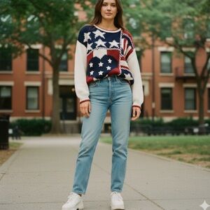Vintage Nuggets Cottagecore USA‎ Stars Americana Sweater 1994 Grandmacore